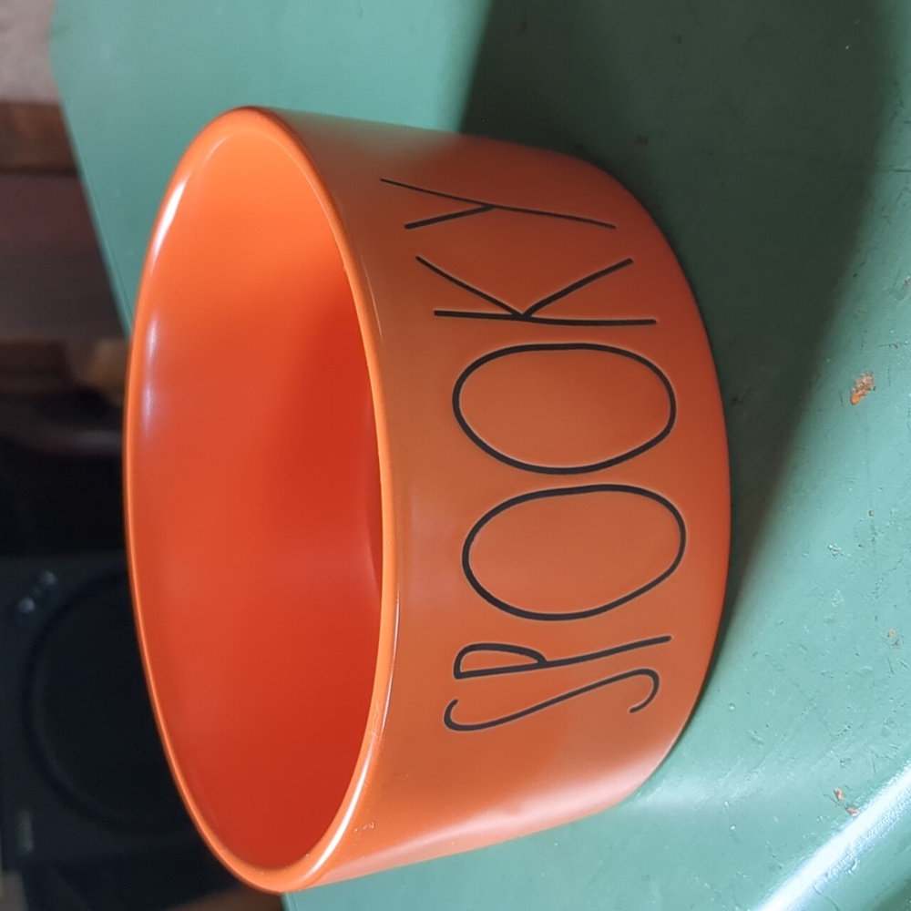 Rae Dunn Orange SPOOKY Serving Bowl Dish